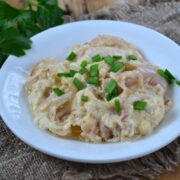 Свиная вырезка с кальмаром в сливках